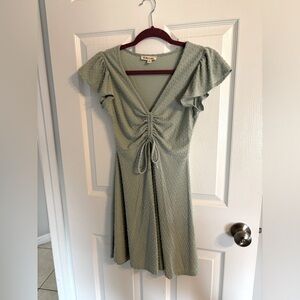 Light Green Cinched Skater Dress